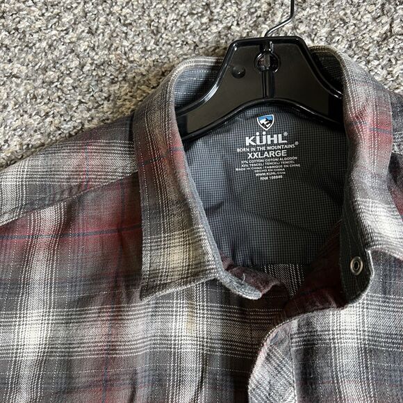 Kuhl Lowdown Flannel Shirt Pearl Snap Western Plaid Midweight Longsleeve XXL NEW - Picture 3 of 6